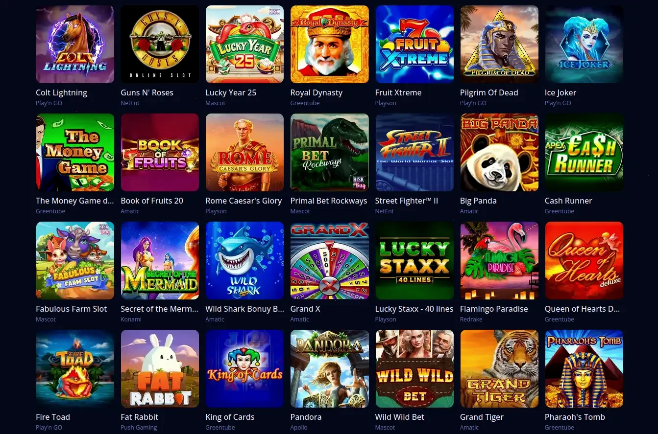 Interface d'accès King Chance casino en ligne avec jeux et bonus